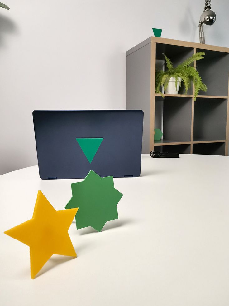 Laptop on set with custom 3D-printed shapes